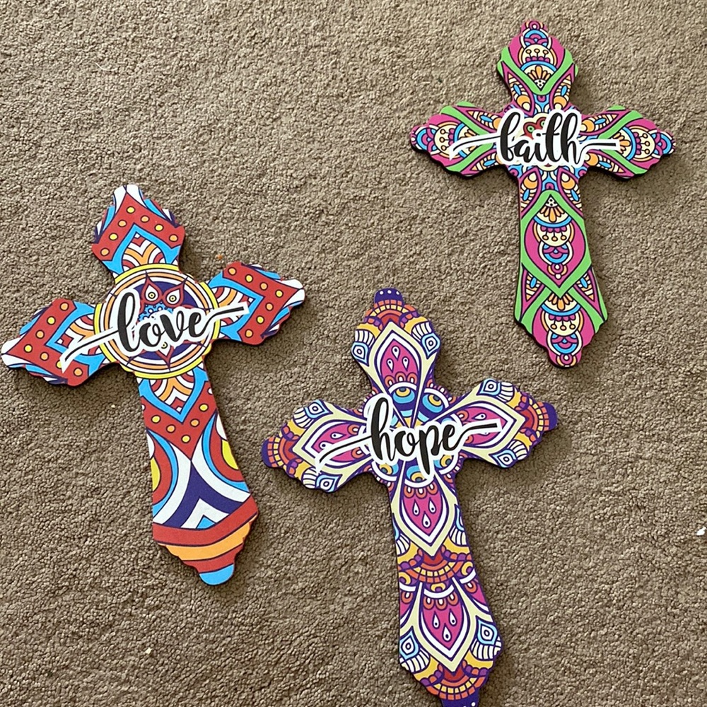 3 wood cross wall pictures